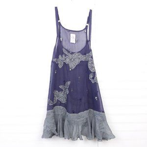 Free People 100% Silk Floral Embroidered Tank